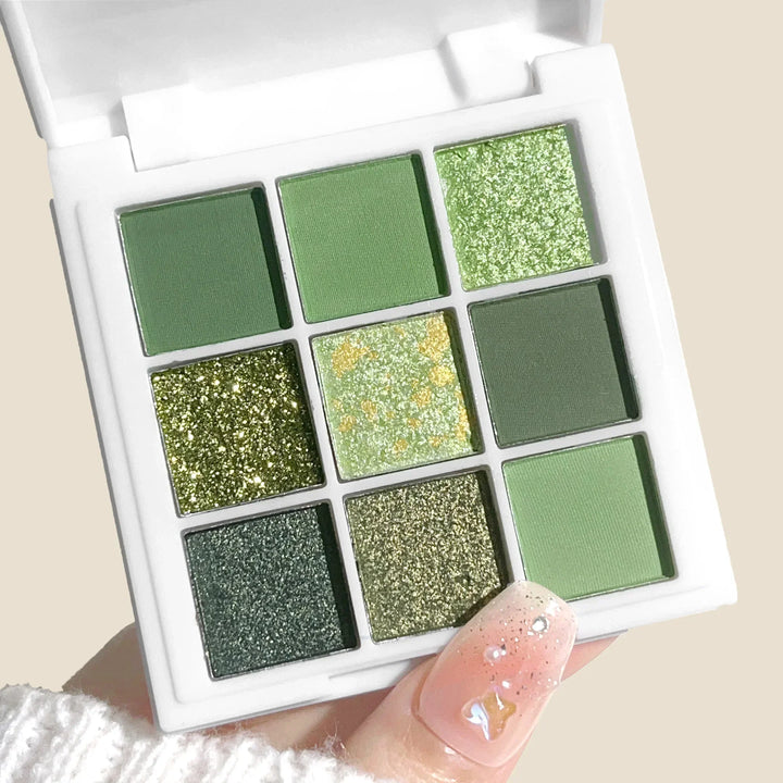 Rynx | Green Eyeshadow Avocado Cream Nine-Color Brightening Eye Enhancer Reflective Diamond Nine-Square Eyeshadow Palette Wholesaler