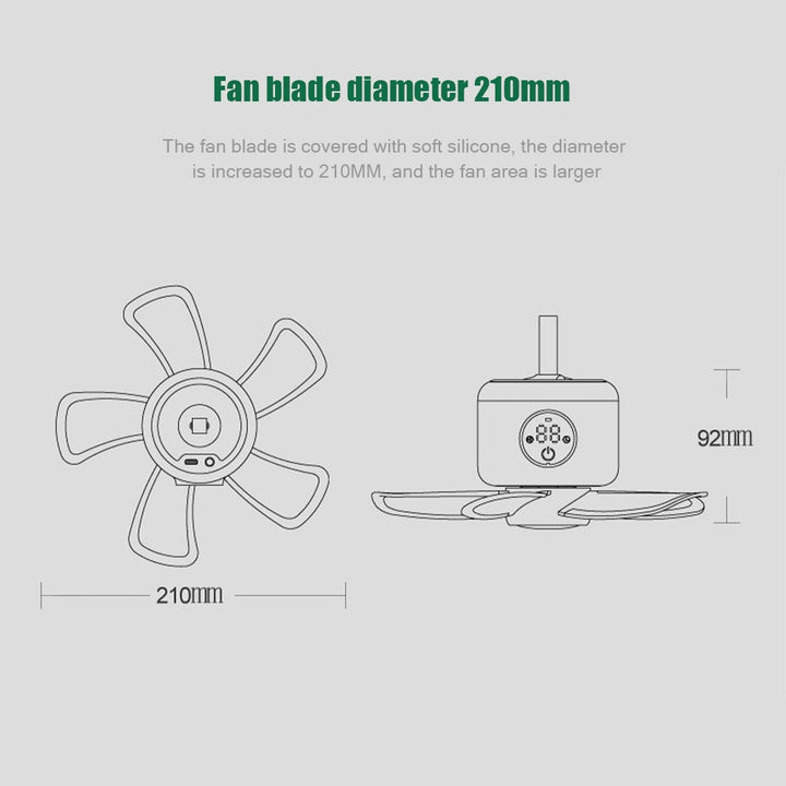 Lisslune | Home Cool Portable Rechargeable RC Hanging Fan Lamp
