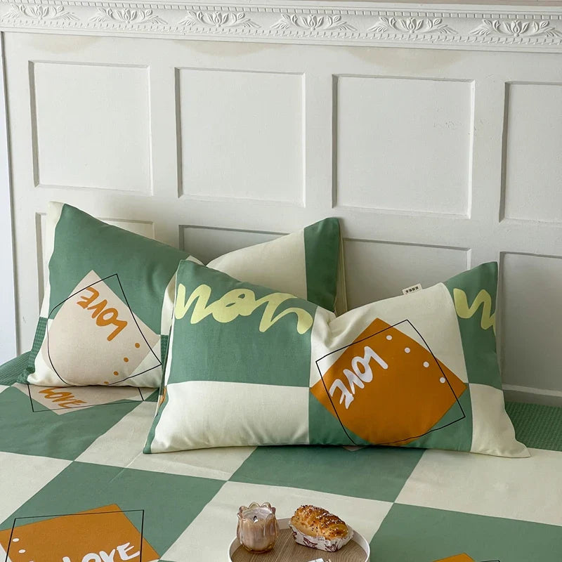 Rynx | 100% Cotton Thickened Pillowcase 48cm*74cm 2 Pieces Beauty Floral Print Pillowcase for Bedroom