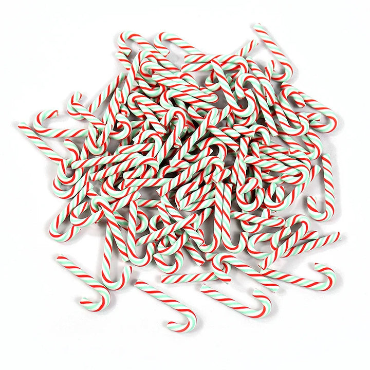 Rynx 10/30/50pcs Mini Candy Canes Christmas Decoration Red White Resin Sweet DIY Craft Xmas Pendant Navidad Home Decoration 2025 New Year