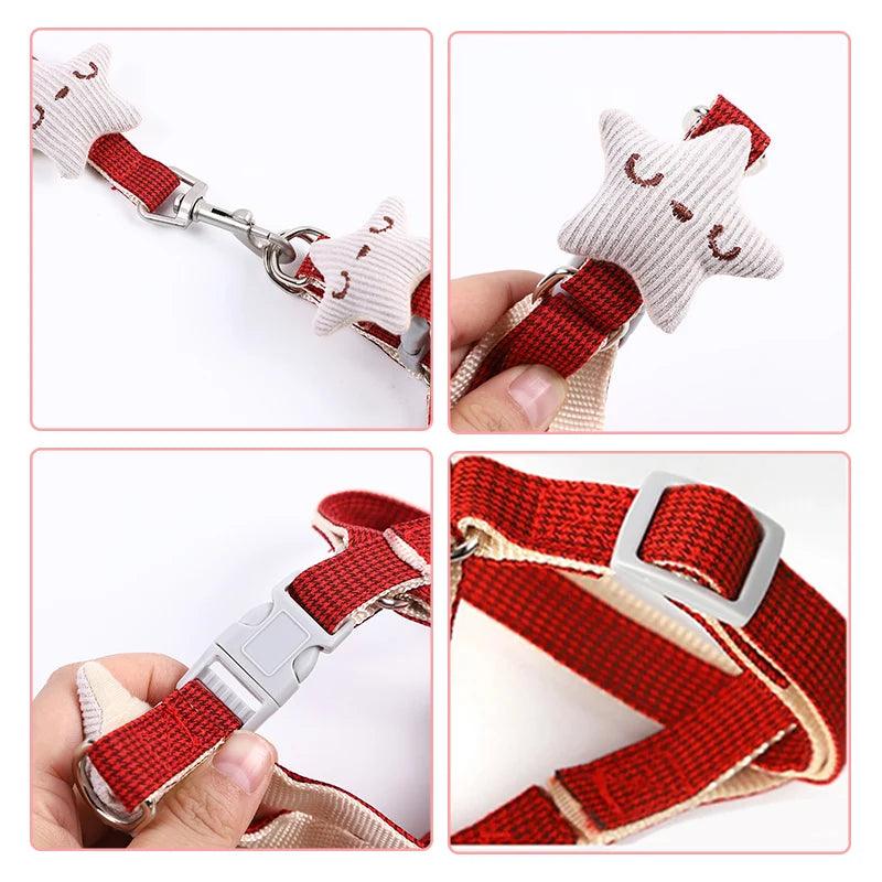 Lisslune | Beautiful, star-shaped adjustable harness and leash set for small pets