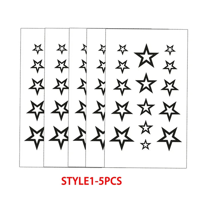Rynx | Hollow Star Waterproof Temporary Tattoo Stickers Black Star Design Body Art Artificial Tattoo Wrist Ankle Artificial Tattoo Body Art Tools