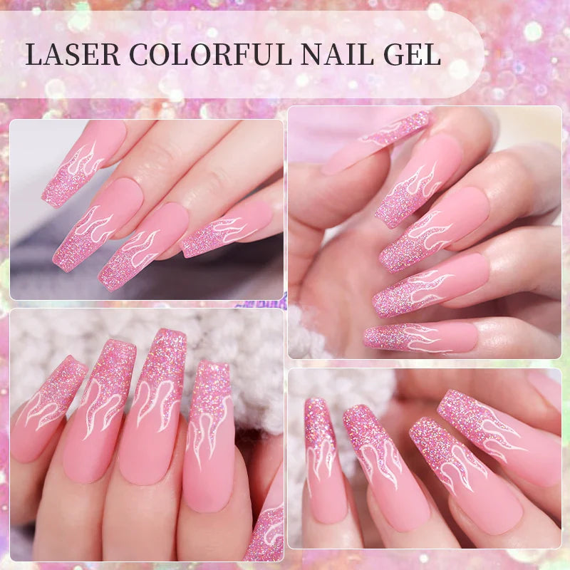 Rynx | 7ml Glitter Gel Nail Polish Semi Permanent Sequins Soak Off UV Gel Colorful DIY Nail Art Polishes