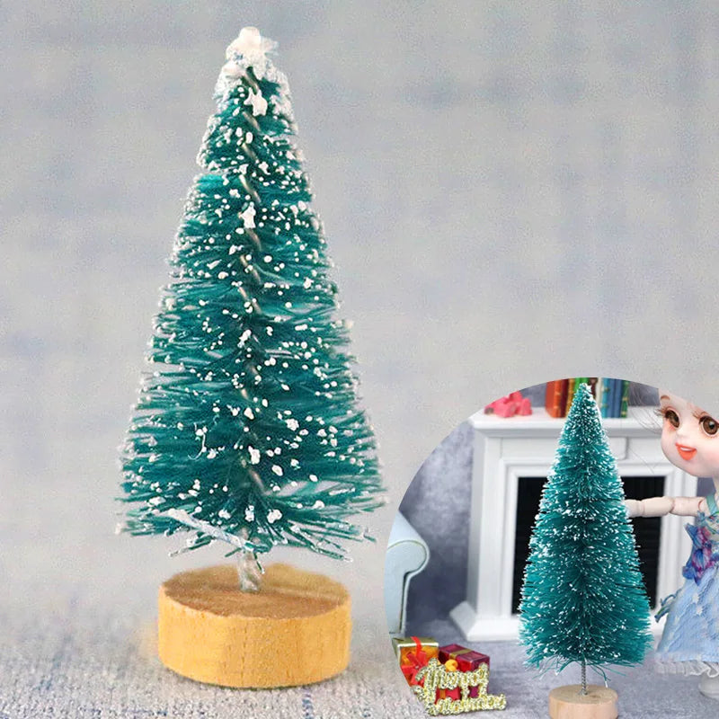 Rynx | 12 Piece Mini Christmas Tree Ornament Small Artificial Pine Sisal Snow Landscape Xmas Trees Christmas Table Decor Gifts