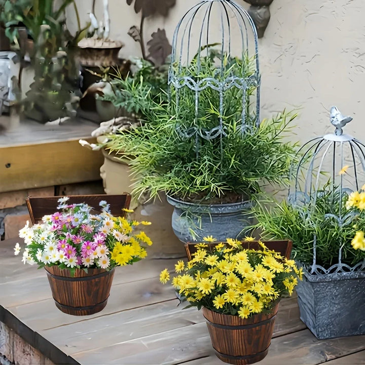 Lisslune | Wooden Bucket Planter in Barrel Design for Garden and Terrace – Decorative Flower Pots made of Wood