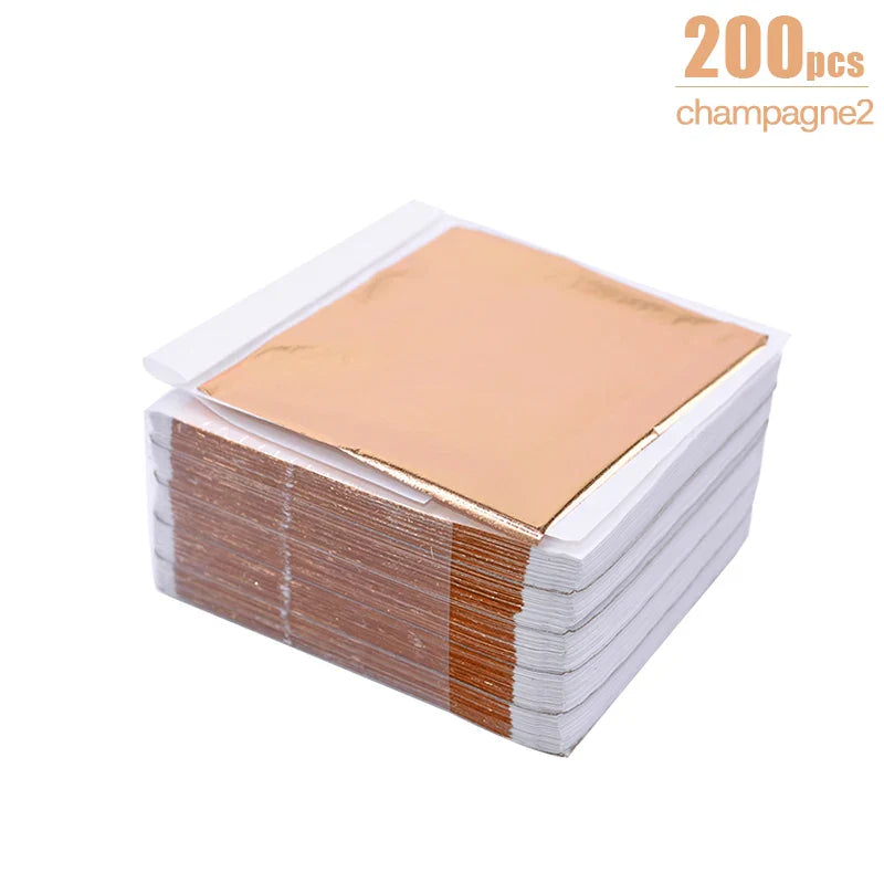 Rynx 100/200 Sheets Artificial Gold Silver Foil Paper Leaf Gilding DIY Crafts Paper Birthday Party Wedding Cake Dessert Decorations
