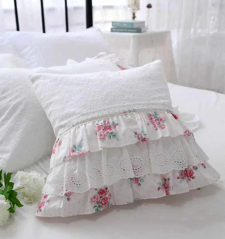 Rynx European Embroidery Pillowcase, Cake Lace Pillowcase, Handcrafted, Elegant Bed Linens, Pillowcase, Sofa Cushion, Top Luxury