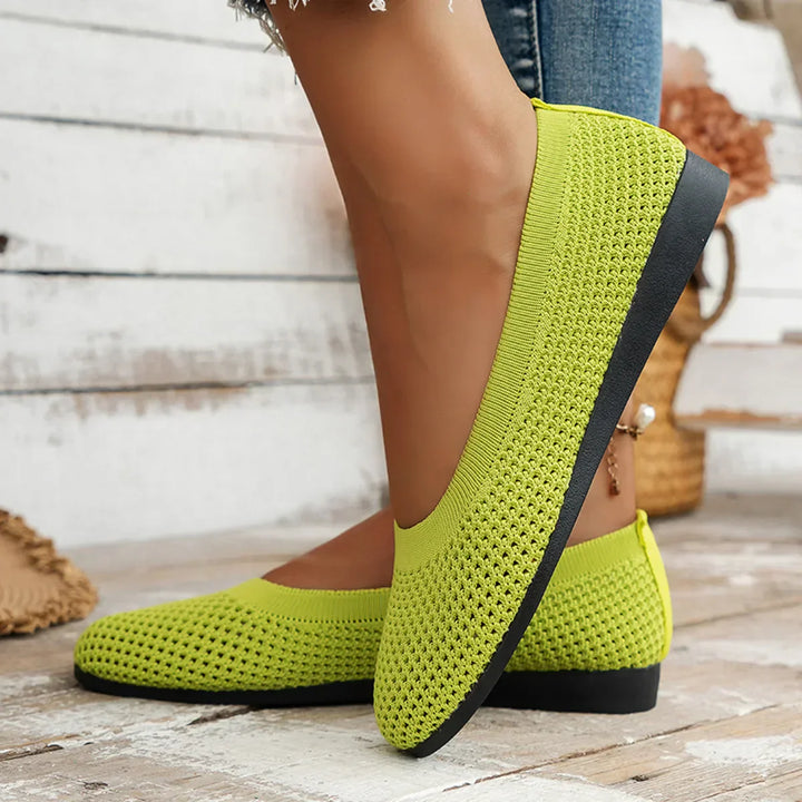 Lisslune | Women Round Toe Flat Shoes Solid Color Knit Slippers Casual Breathable Ballet Flats Women Flat Shoes Loafers Women