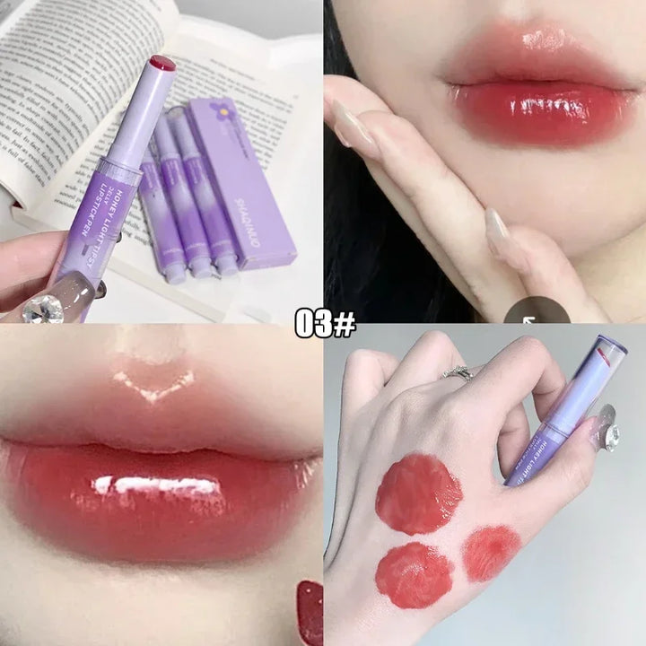 Rynx | Jelly Lipstick Pencil Punk Red Brown Lip Gloss Mirror Waterproof Lip Lacquer Moisturizing Lipstick Waterproof Non-Transfer Cup Korean