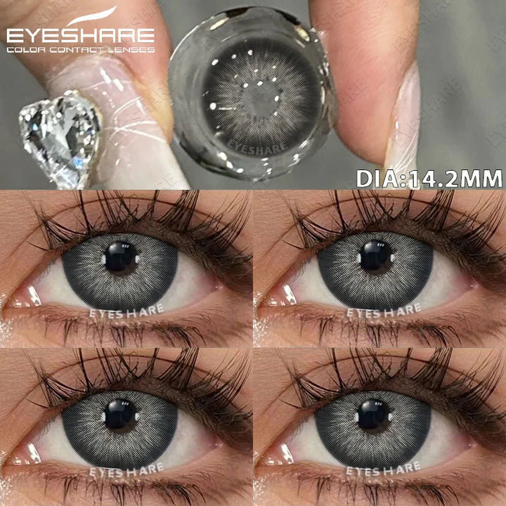 Rynx | 1 Pair colored contact lenses for eyes Black lenses Cosmetic large eye lenses Gray pupil lenses Yearly Natural eye contacts
