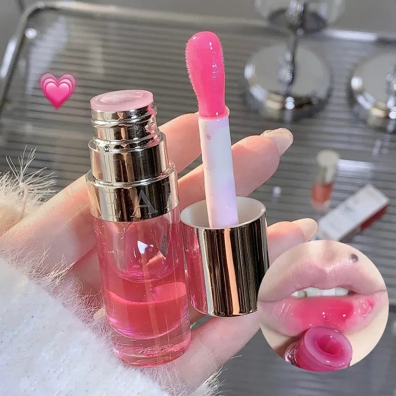 Rynx | Jelly Violet Glass Lip Oil Moisturizing Transparent Volume Lipstick Makeup Nourishing Liquid Lipstick Large Brush Lip Care