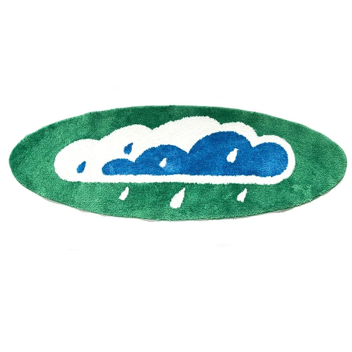 Rynx | Long Tufting Green Cloud Bedroom Rug Soft Fluffy Bed Mat Rug Area Floor Order Pad Doormat Aesthetic Home Children's Room Decor