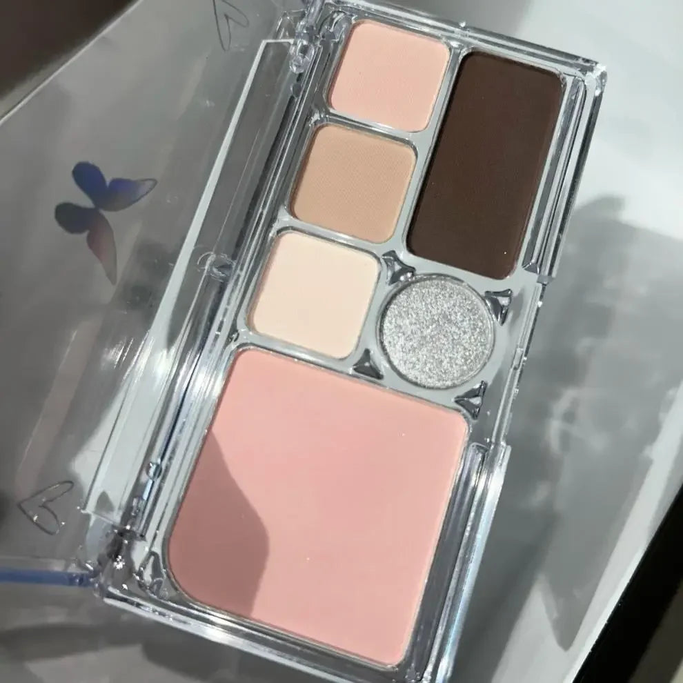 Rynx | Smoked Matte Eyeshadow 6 Colors Glitter Eyeshadow Palette Highlighter for Face Blush Korean Makeup Eyeshadow Palette Cooler Style