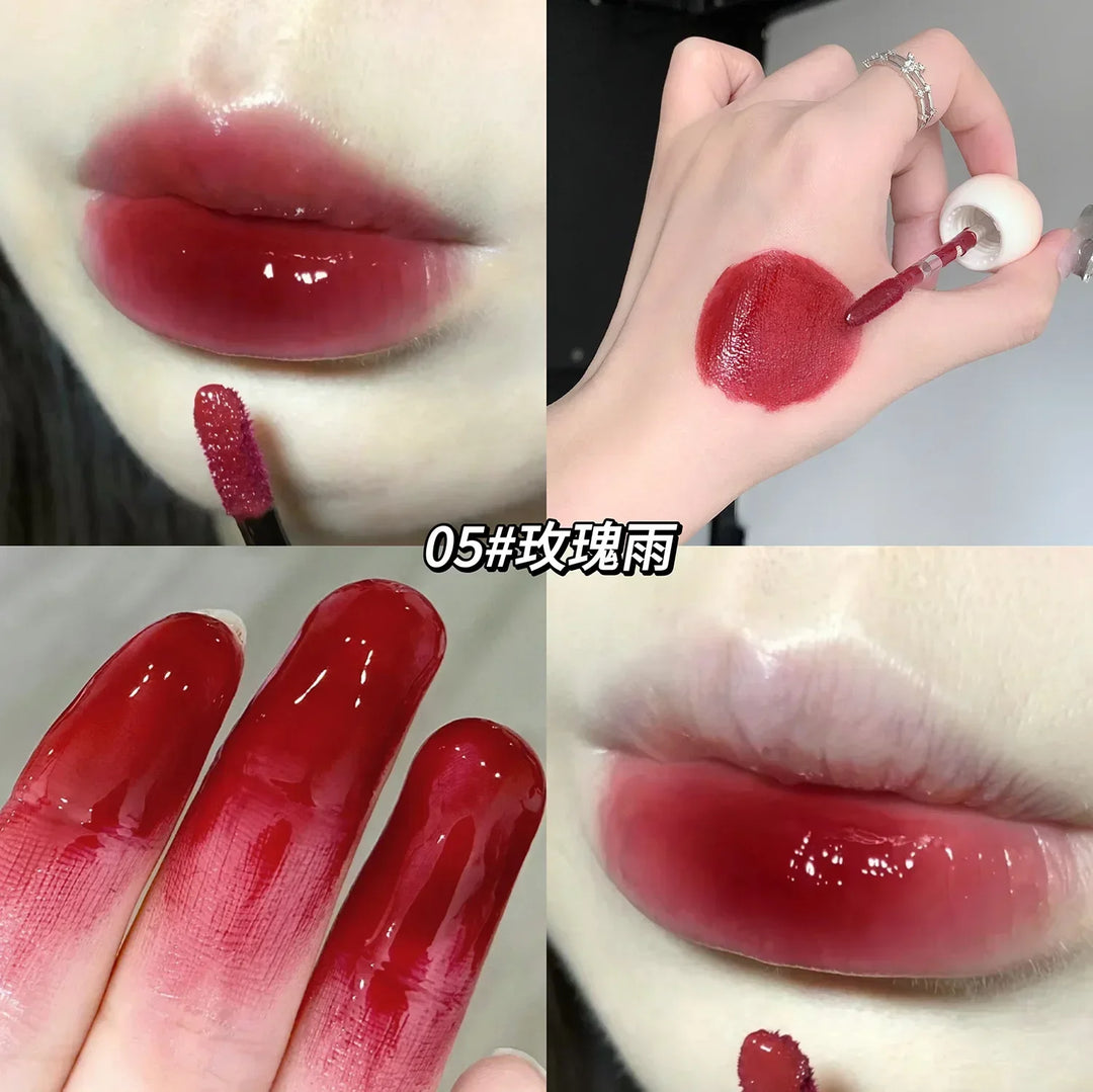 Rynx | Liquid Lipstick Non-sticky Cup Red Lip Color Iced Tea Lipstick Mirror Water Women Cosmetics Lip Lacquer Mist Lipstick Female Makeup