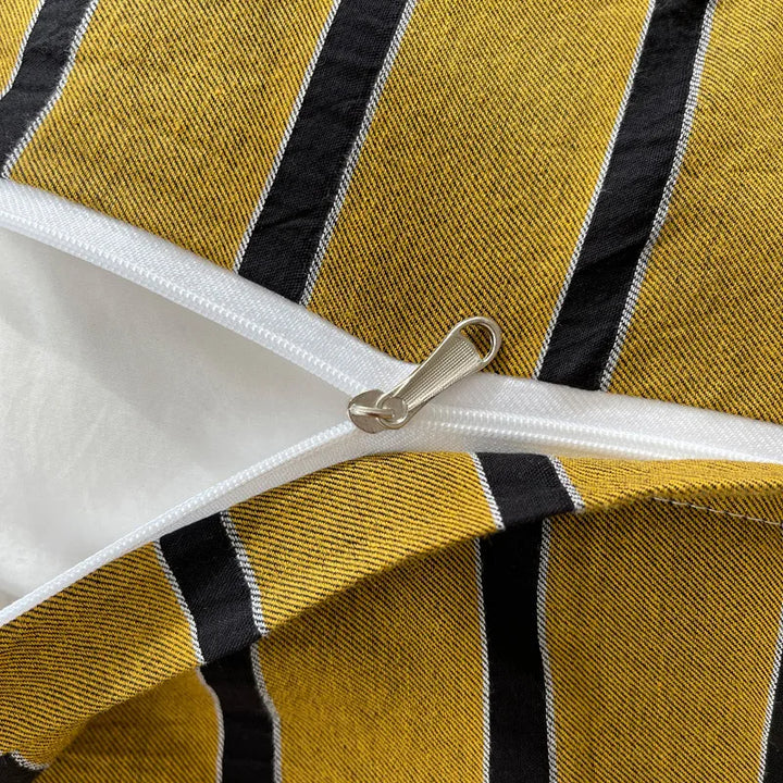 Rynx | Yellow striped bedding duvet cover set with pillowcase bedding single and double bed bedding duvet cover set queen/king double