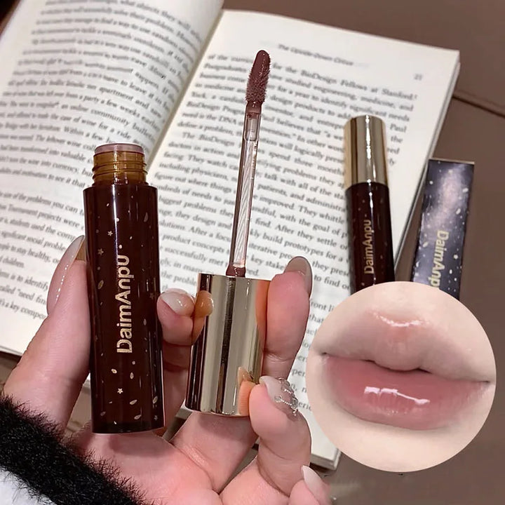 Rynx | Retro Clear Lip Glaze Gloss Mirror Glitter Non Stick Cup Brighten Jelly Dark Lipstick Red Brown Alternatives Lip Ink Tint Korean Makeup