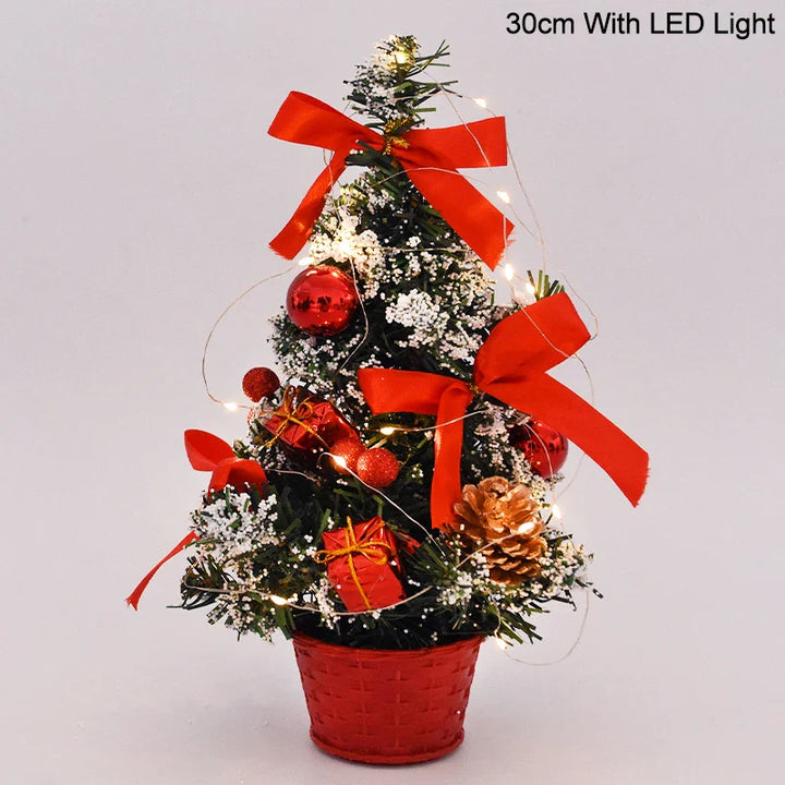 Rynx 20/30cm Artificial Christmas Tree Table Ornament with LED Light Balls Christmas Decoration for Home New Year Gift Mini