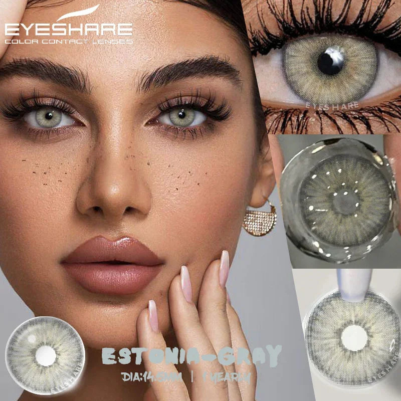 Rynx | 1 pair of contact lenses with prescription in natural color, myopic lenses, green contact lenses, fashionable brown lenses, gray pupils