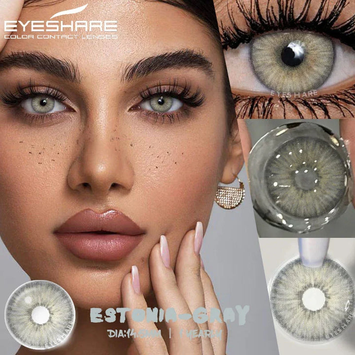 Rynx | 1 pair of contact lenses with prescription in natural color, myopic lenses, green contact lenses, fashionable brown lenses, gray pupils