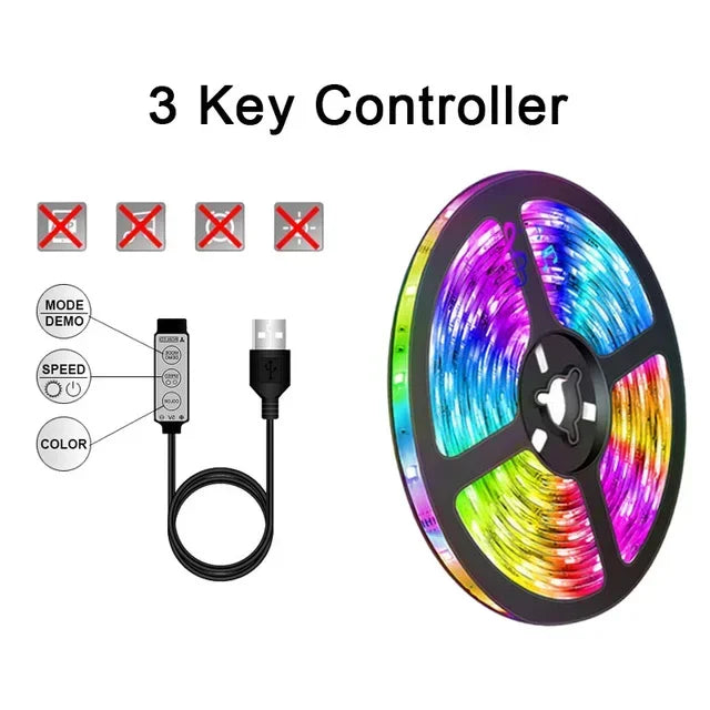 Lisslune | USB RGB LED Strip Lights with App Control for Room & TV Backlighting Decor