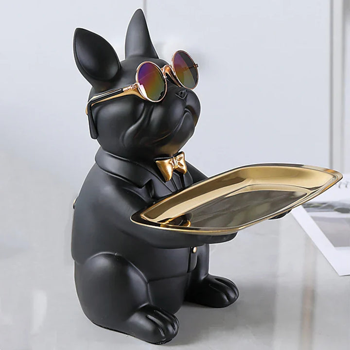 Lisslune | French Bulldog Figurine with Tray for Stylish Decoration
