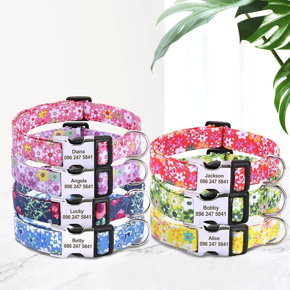 Lisslune | Personalized floral nylon collar for dogs - stylish ID collars for dogs of all sizes