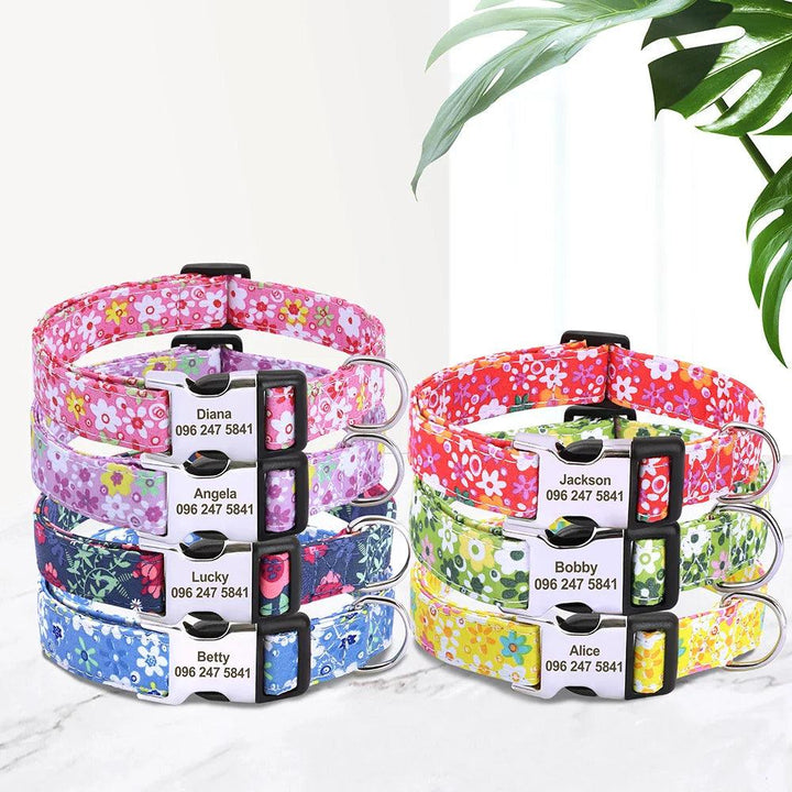 Lisslune | Personalized floral nylon collar for dogs - stylish ID collars for dogs of all sizes