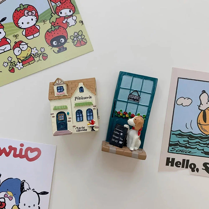 Rynx | House and Dog Refrigerator Stickers INS Cartoon Door Decorative Magnet Stickers Puppy Magnet Stickers Photo Notice Board Stick