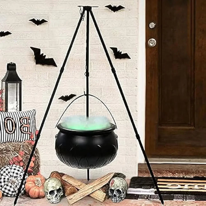 Rynx | Halloween Large Witch Cauldron Decoration Large Witch Bucket on Tripod Glass Black Cauldron Pot Plastic Party Outdoor Indoor Props