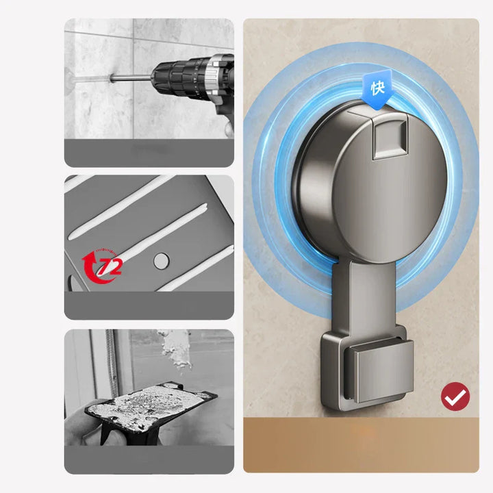 Lisslune | No-Drill Suction Powered Corner Bathroom Organizer