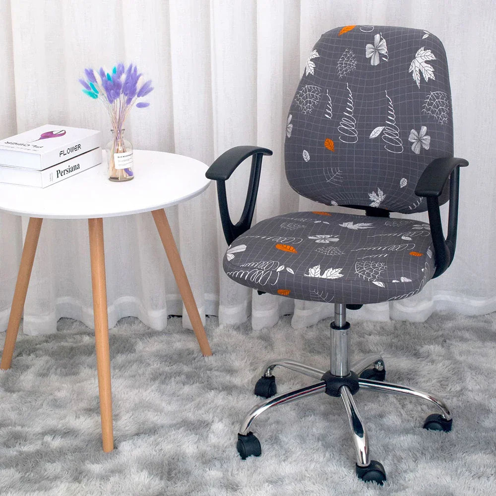 Lisslune | 2-piece Split Office Rose Chair Covers