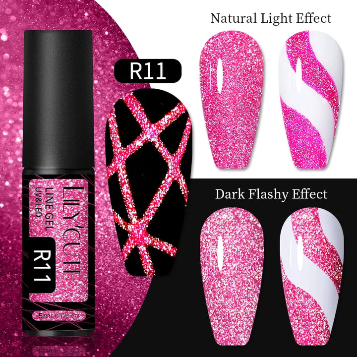 Rynx | 5ml Colorful Reflective Liner Gel Nail Polish Super Bright Painting Glitter Gel Graffiti Stripe Design Polish Manicure