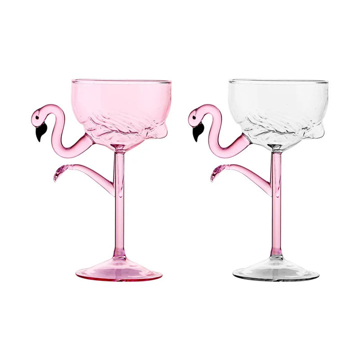 Lisslune | Pink Flamingo Cocktail Clear Party Glasses