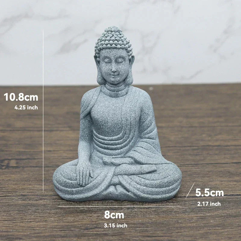 Lisslune | Buddha Stone Statue Small Buddhist Monks Tibetan Buddhism Figures Zen Garden Ornament Meditation Home Aquarium Decoration