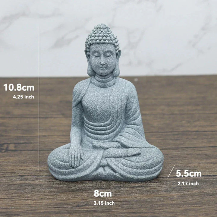 Lisslune | Buddha Stone Statue Small Buddhist Monks Tibetan Buddhism Figures Zen Garden Ornament Meditation Home Aquarium Decoration