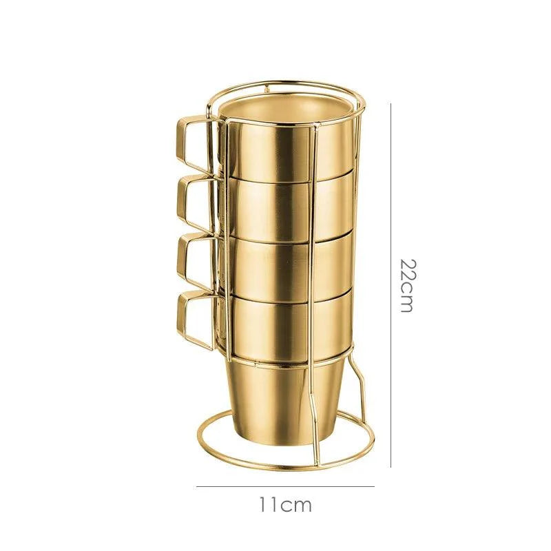 Lisslune | Elegant 6-piece set of insulated stainless steel tea cups for home and social gatherings