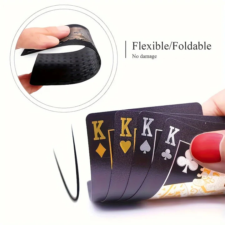 Rynx | 1 deck of cool black playing cards, waterproof black-gold foil poker cards, great for magic, water card games, and parties