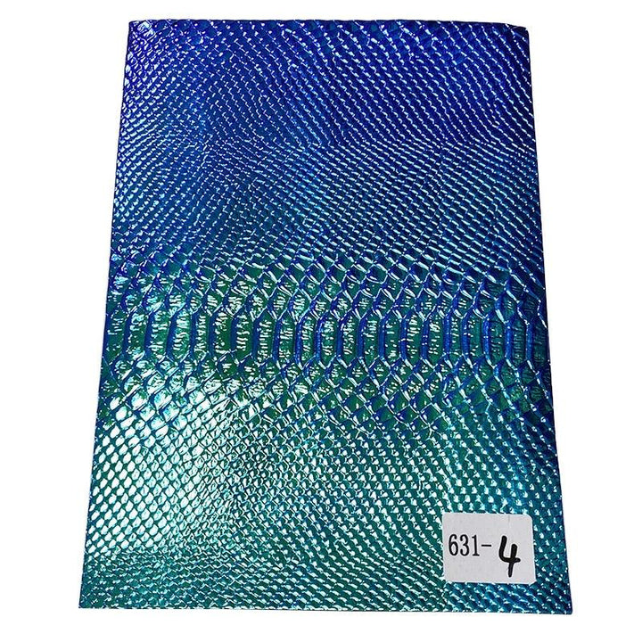 Lisslune | Iridescent holographic synthetic leather craft sheet with snakeskin embossing