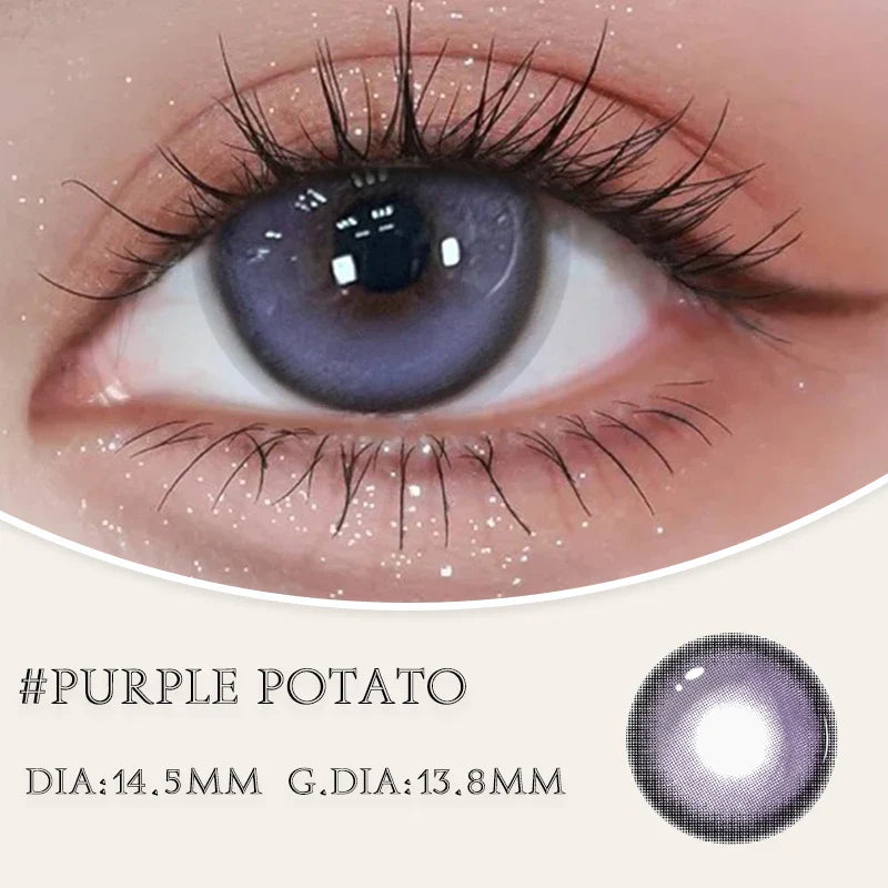 Lisslune | 1Pair Neue Myopie-Linsen Farbige Kontaktlinsen mit 0-800 Dioptrien Natürliche Linsen Pinke Augenlinsen Farb Kosmetisch Koreanisch