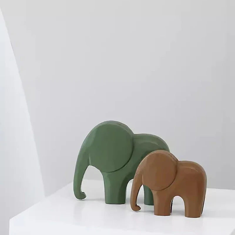 Rynx | Nordic Wood Elephant Ornament Morandi Home Decoration Accessories Office Desk Miniature Crafts Kids Room Decor