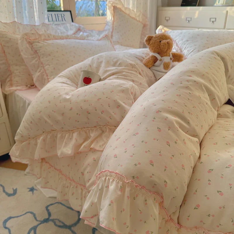 Rynx | Cute Print Bed Sheet Set Girls' Room Bedding Set Single/Double/Queen/King Size Bedding Set Soft Bedding sábanas para cama