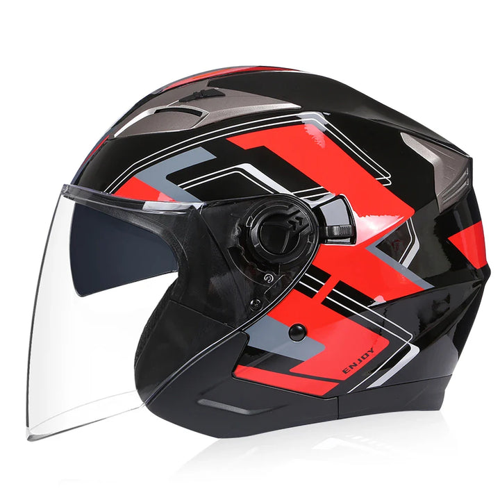 Lisslune | Half Face Motorcycle Helmet with Double Lens & DOT Safety – RoadGuard
