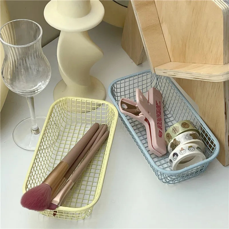 Rynx | In-Style Desk Storage Wire Basket Organizer Student Office Stationery Storage Box Desktop Iron Storage Boxes