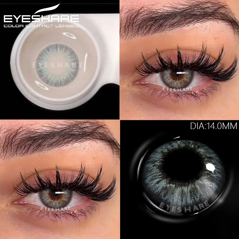 Rynx | 1Pair Fashion Colored Contact Lenses New Gray Lenses Blue Eye Contacts Cosmetic Green Eyelenses Annual Colored Eyelens