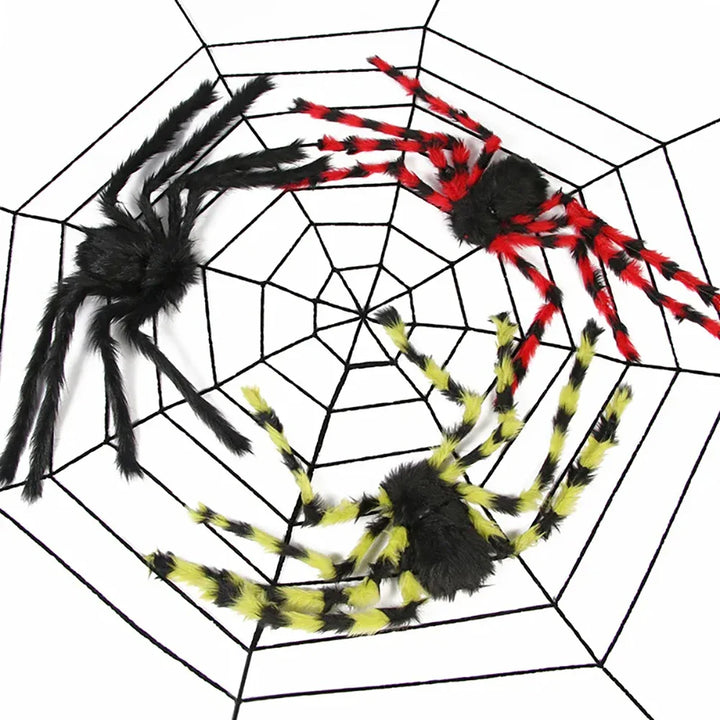 Rynx | 1.5/2.5 m Giant Spider Web Halloween Decorations, White Black Spider Web for Home, Large Horror Stretchable Spider Web for Outdoors