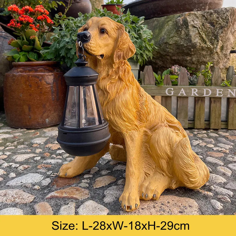 Lisslune | Solar-Powered Outdoor Resin Dog Statue Lamp