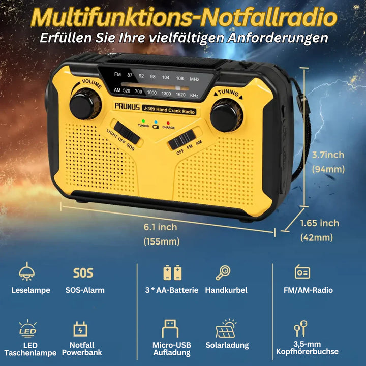 Lisslune | Emergency Radio with Crank & Solar – Portable Dynamo Radio with Power Bank & LED Flashlight