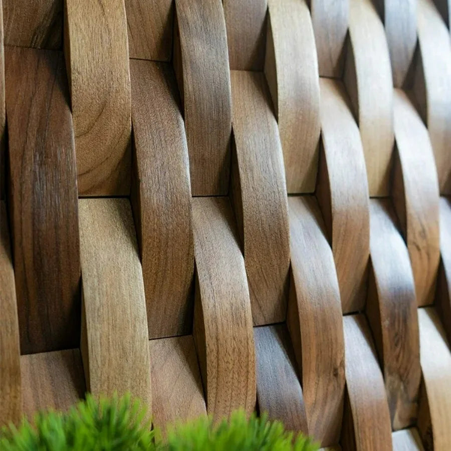 Lisslune | 3D Solid Wood Mosaic Wall Panel with Acoustic Design
