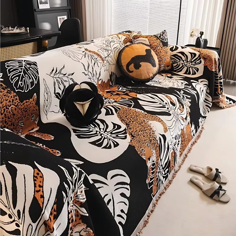 Lisslune | Savara Leopard Sofa Throw Blanket