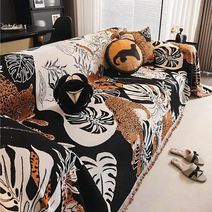 Lisslune | Savara Leopard Sofa Throw Blanket
